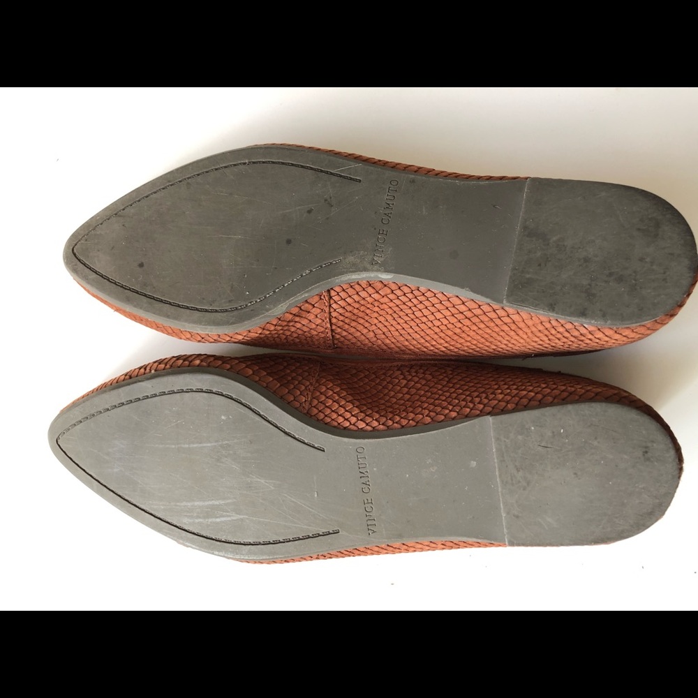 Vince Rust Camuto Snake-Embossed Pointed Toe Flats - Picture 4 of 16